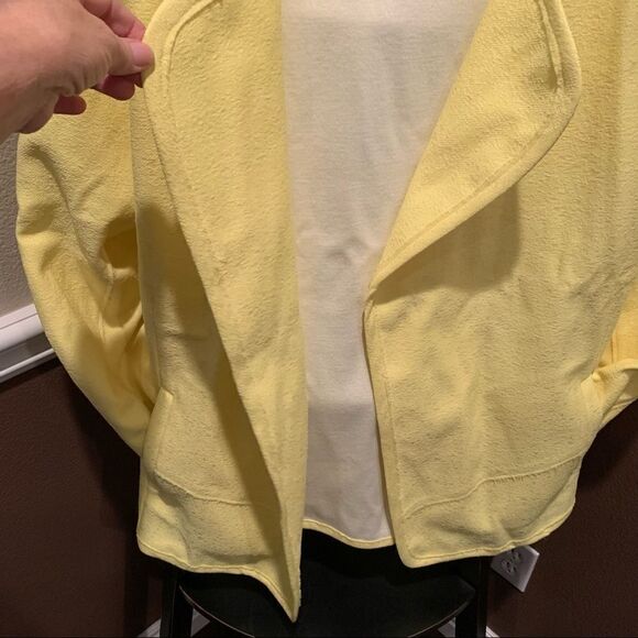JOA Canary Bright Yellow Collared Duster Oversized Cardigan Shirt Jacket Sz M - Picture 6 of 11